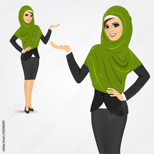 arabic business woman showing something