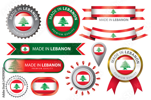 Made in Lebanon Seal, Lebanese Flag (Vector Art)