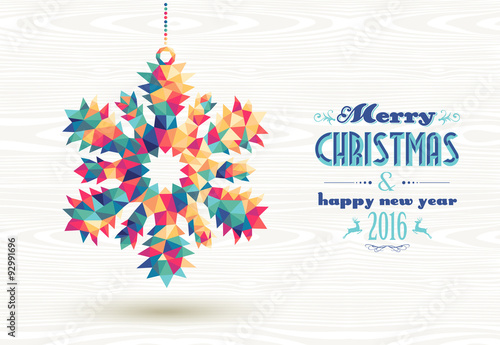 Merry christmas happy new year 2016 triangle snow