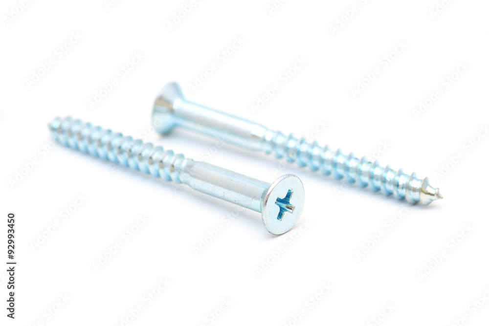 Two screws isolated on white background Two screws isolated on white background