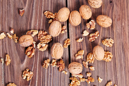 Walnuts on a table