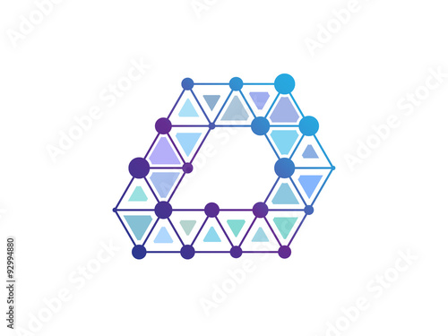 D Letter Blue Line Dot Network Logo