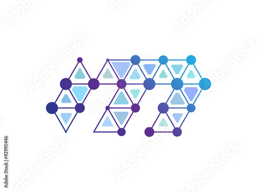 m Letter Blue Line Dot Network Logo