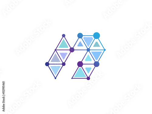 n Letter Blue Line Dot Network Logo