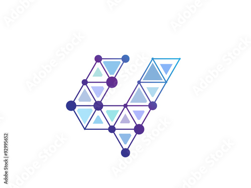 y Letter Blue Line Dot Network Logo