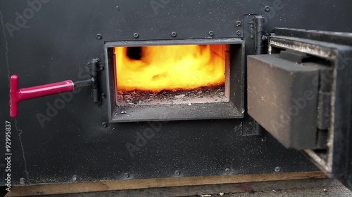 Fire burning in furnace