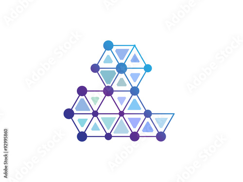 & Letter Blue Line Dot Network Logo