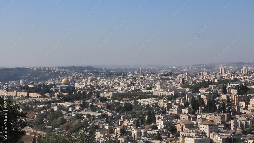 Wide shot of Jerusalem cityscape against sky Wide shot of Jerusalem cityscape against sky
