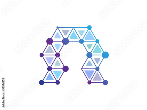 Letter Blue Line Dot Network Logo