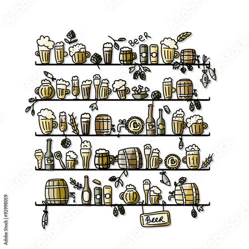 Shelves with beer, sketch for your design