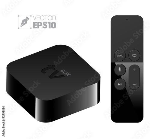 Digital media player setup box with remote apple tv style. Vector illustration. Can use for element on your advertising...
