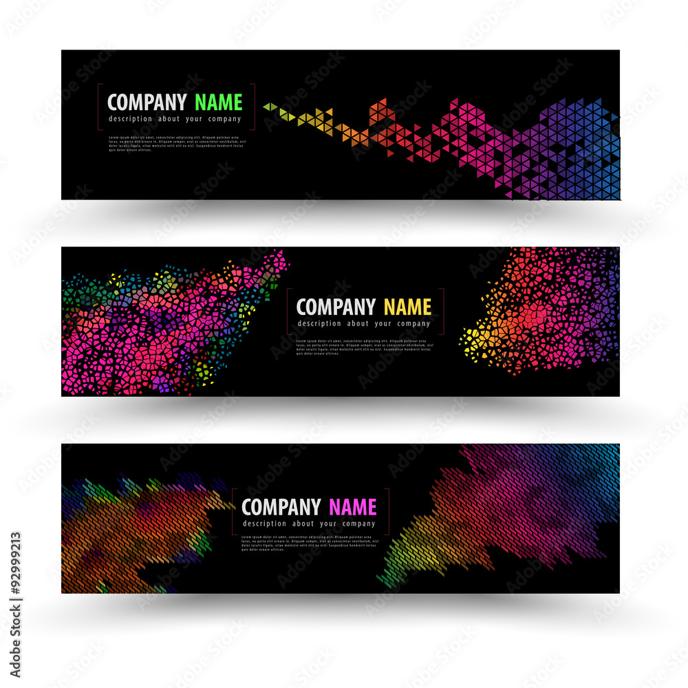 Vector banner templates set with geometry spectrum. Vector illustration.