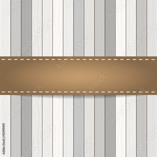 Wood plank background with leather strap. Vector eps10