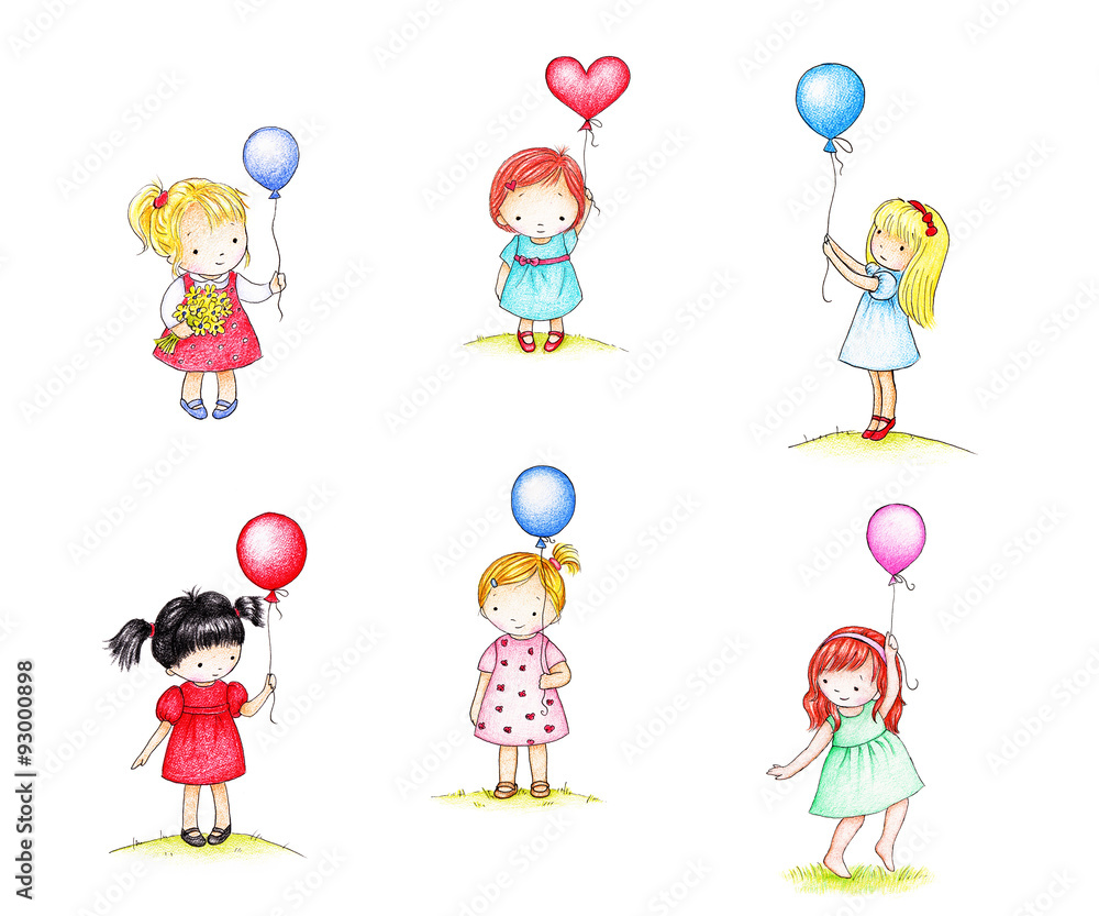 little girsl with balloons
