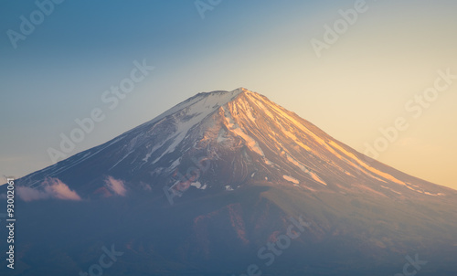 Mount fuji in sunset with clearly sky
