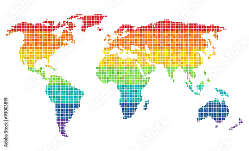 pixel wold map horizontal rainbow