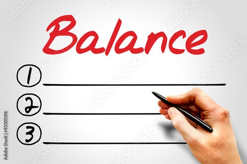Balance blank list, fitness, sport, health concept