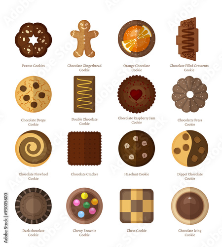 Chocolate cookie icons photo