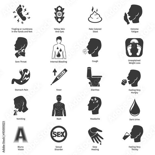 Common symptoms vector icons set