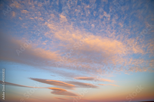 sunrise in the colored sky white soft clouds and abstract backgr © lkpro
