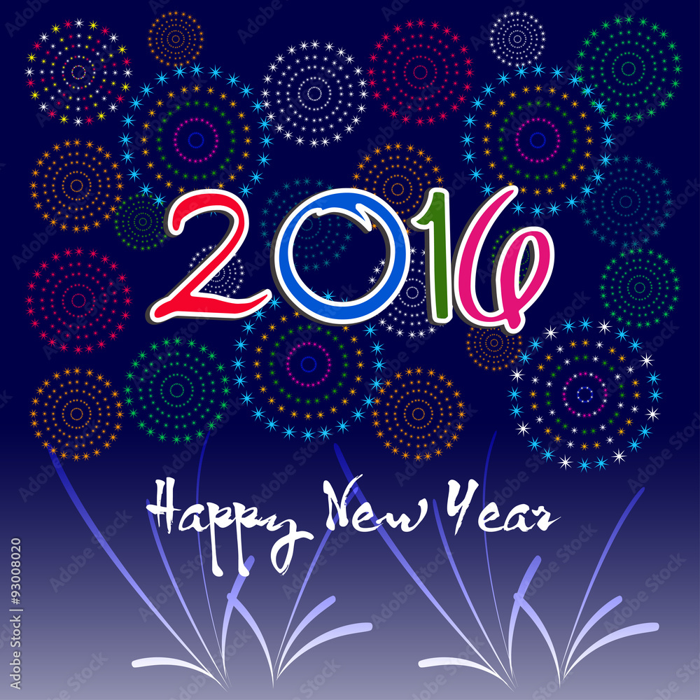 Happy New Year 2016 with fireworks background Happy New Year 2016 with fireworks background