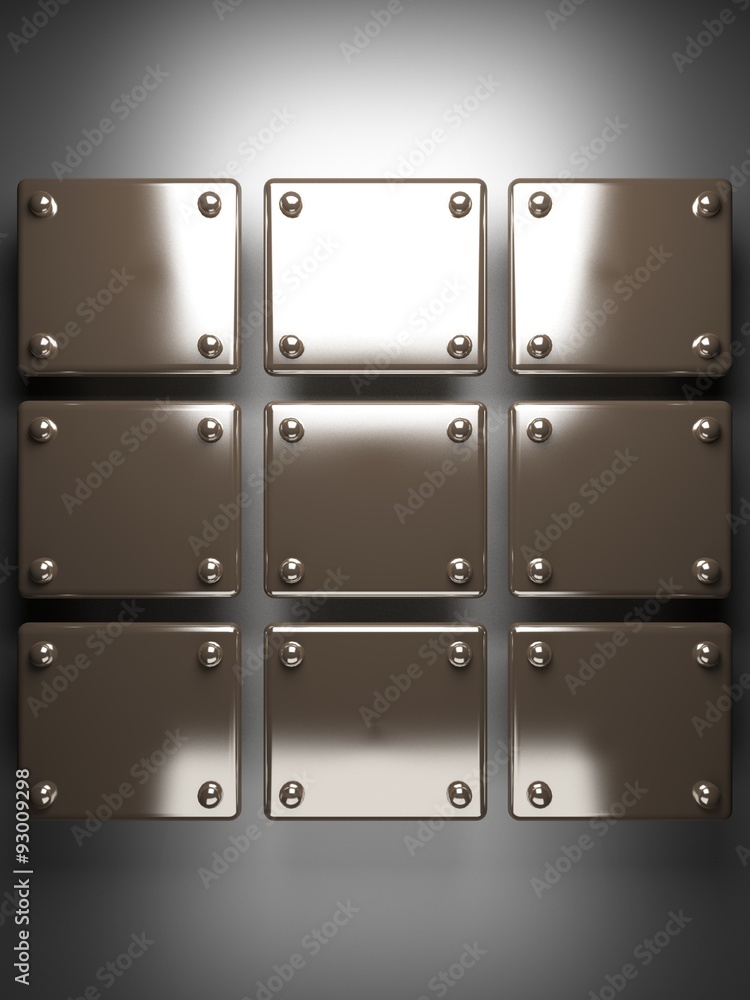 polished metal element on gray background polished metal element on gray background