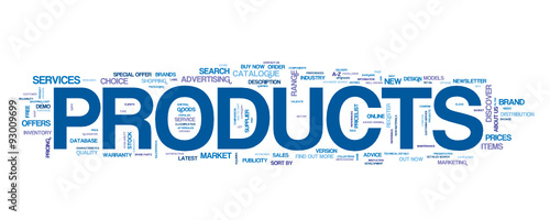 "PRODUCTS" Vector Tag Cloud 