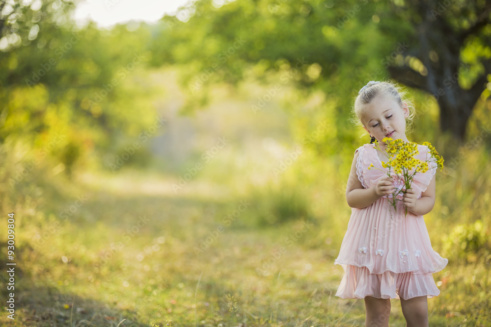 Girl with yellow flowers Girl with yellow flowers