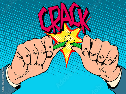 Hands breaking pencil. Creative process business concept