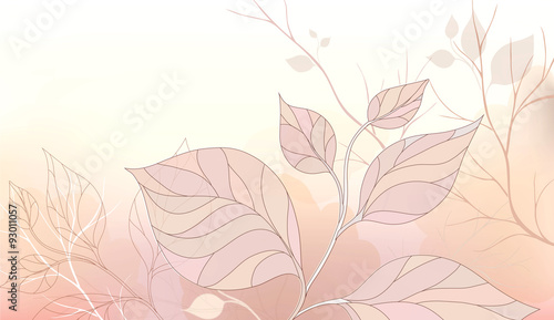 Gentle vector background with stylized leaves