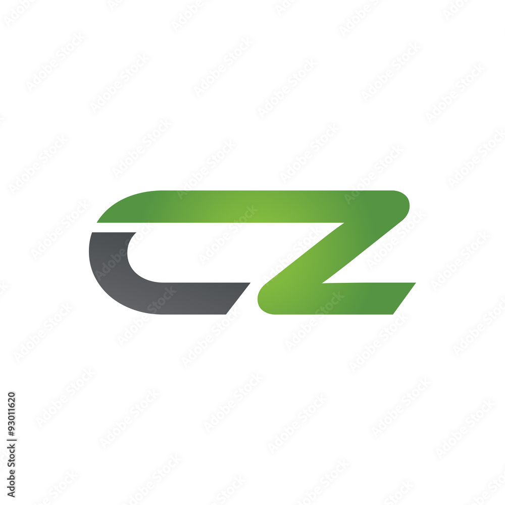 CZ company linked letter logo green - obrazy, fototapety, plakaty 