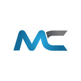 MC company linked letter logo blue