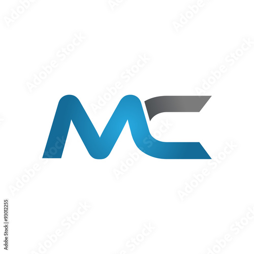 MC company linked letter logo blue