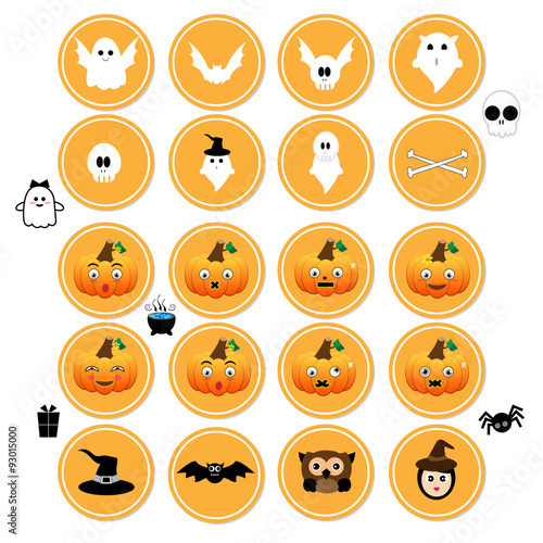 Fototapeta Naklejka Na Ścianę i Meble -  Halloween icons vector