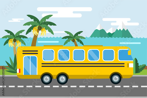 City bus cartoon style vector icon silhouette