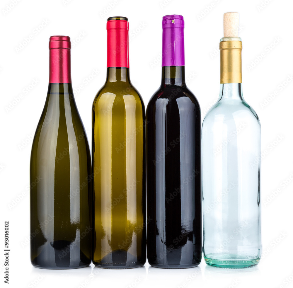 Four wine bottles isolated on white background Four wine bottles isolated on white background