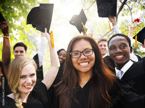 Diversity Students Graduation Success Celebration Concept