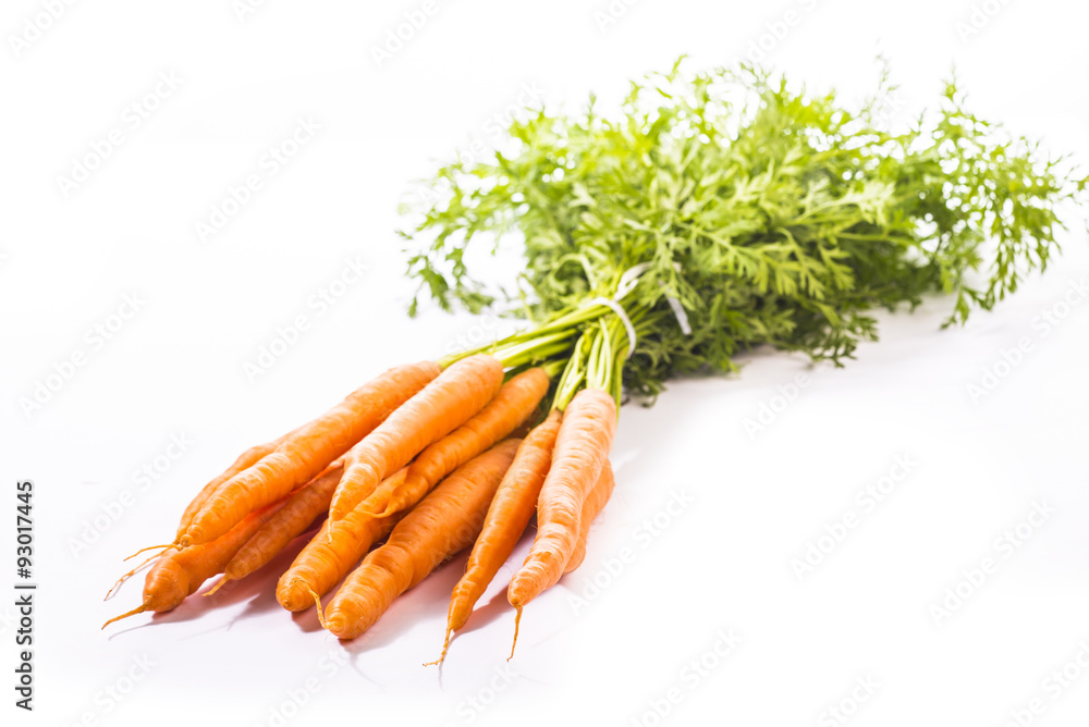 Bunch of carrots on white background
