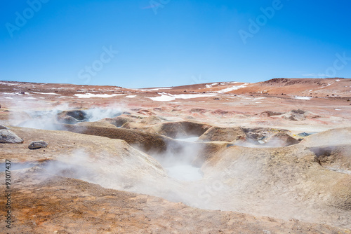 Steaming hot water ponds on the Andes, Bolivia