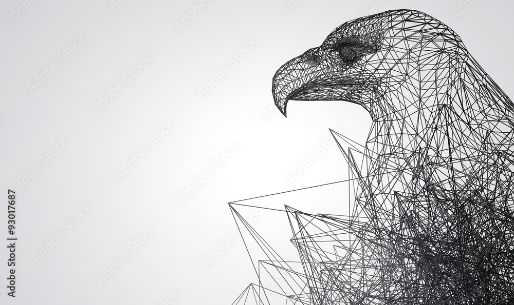 Obraz premium eagle stylized low poly wire construction concept concepts connection