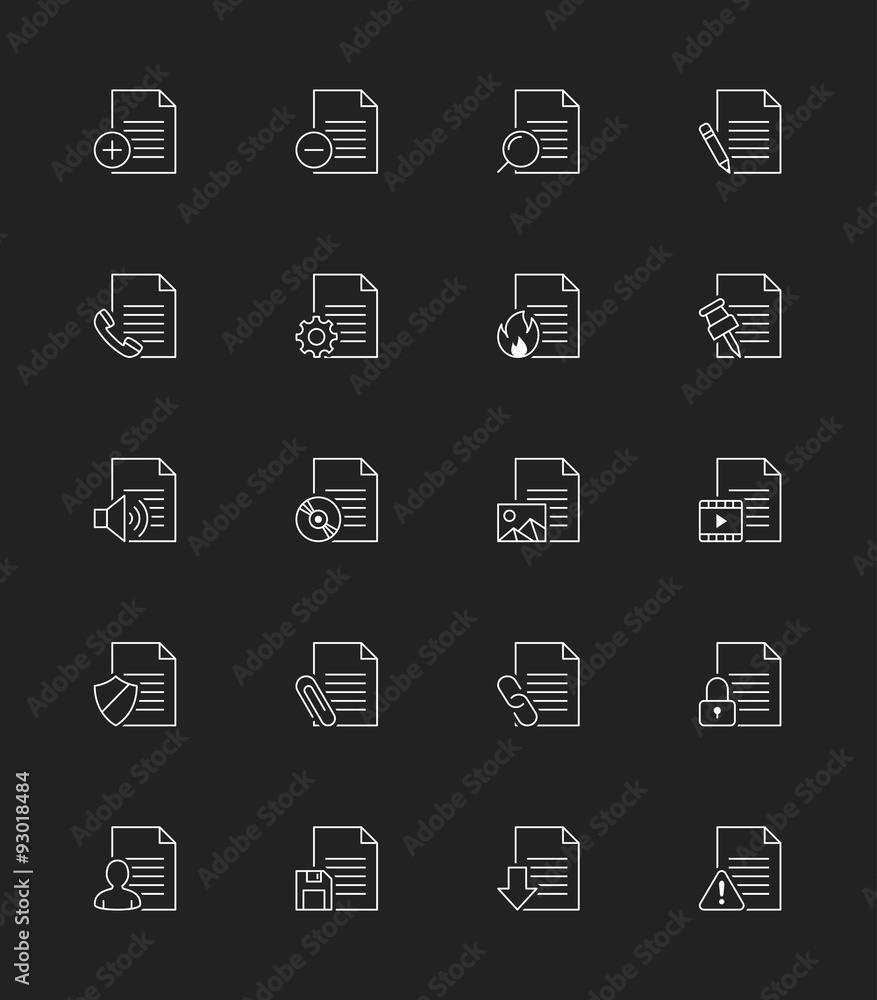 Document & File icons, Thin line - Vector Illustration