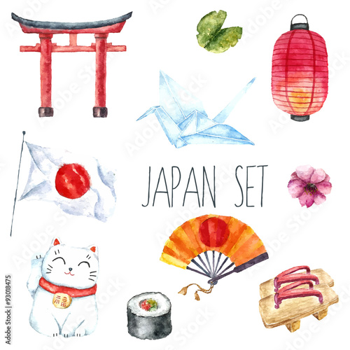Watercolor set of Japan.