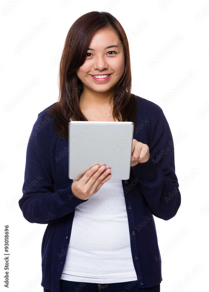 Young woman use of the tablet pc Young woman use of the tablet pc