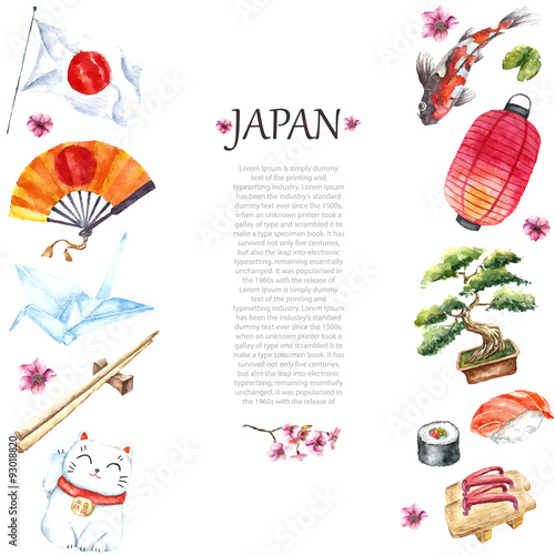 Watercolor set of Japan.