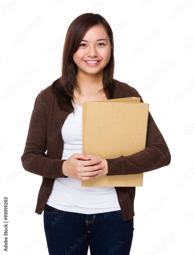 Asian woman hold with folder Asian woman hold with folder