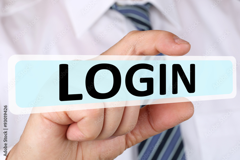 Business man Konzept mit Login anmelden Passwort am Computer im Business man Konzept mit Login anmelden Passwort am Computer im