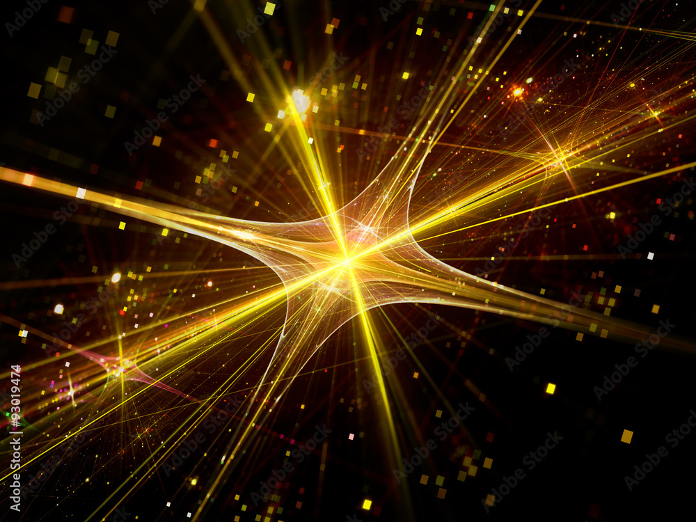 Abstract shining gold star fractal computer generated abstract background