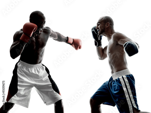 men boxers boxing isolated silhouette