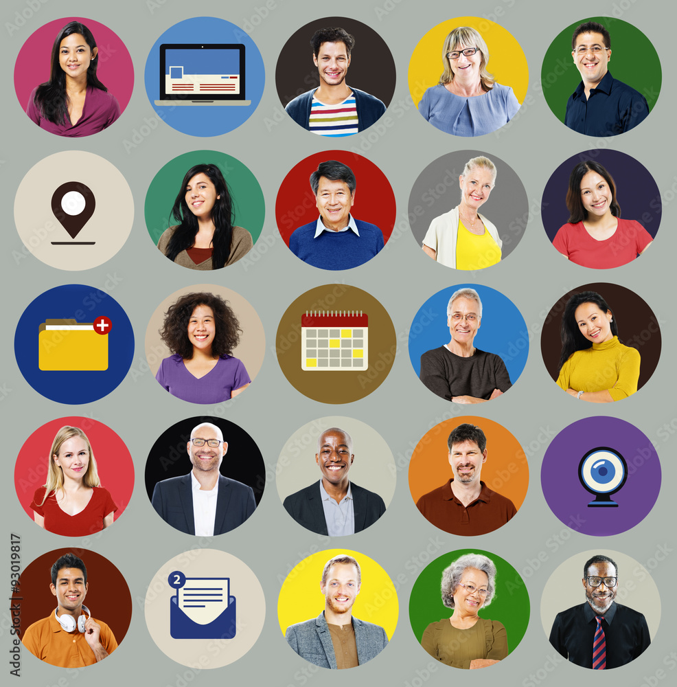Diverse Multi Ethnic People Technology Media Concept Diverse Multi Ethnic People Technology Media Concept
