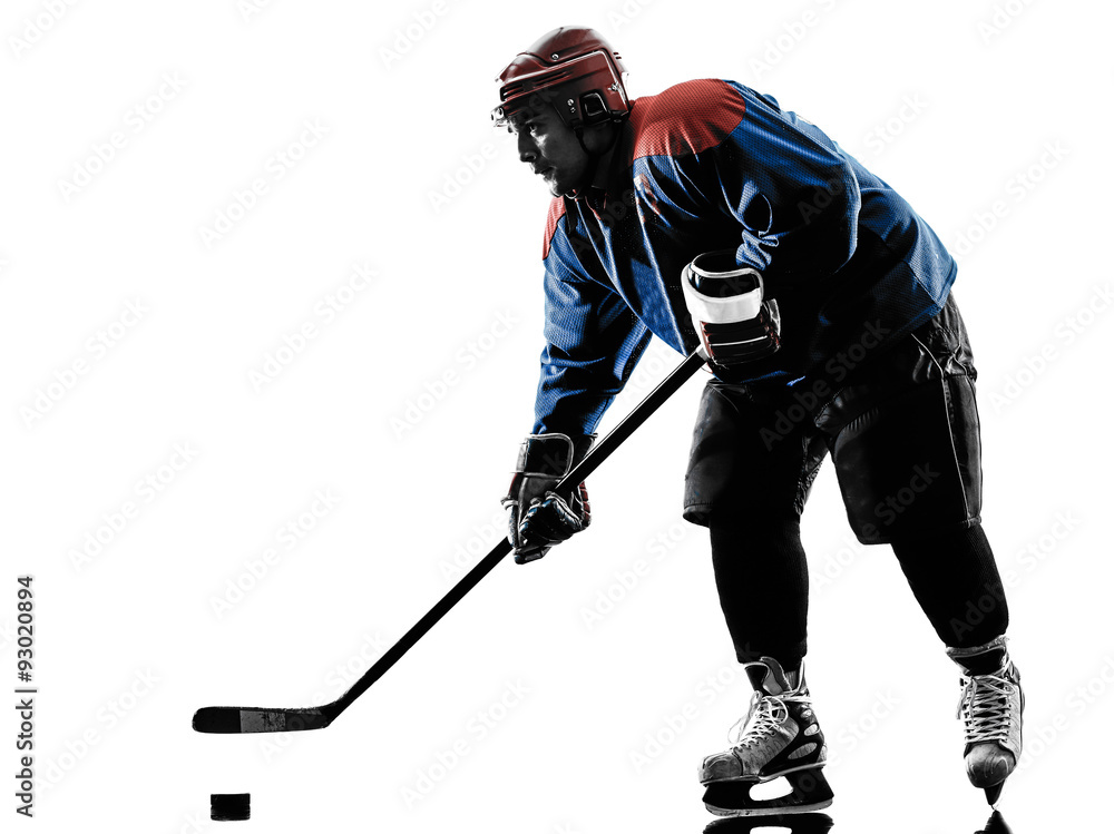 Fototapeta premium Ice hockey man player silhouette